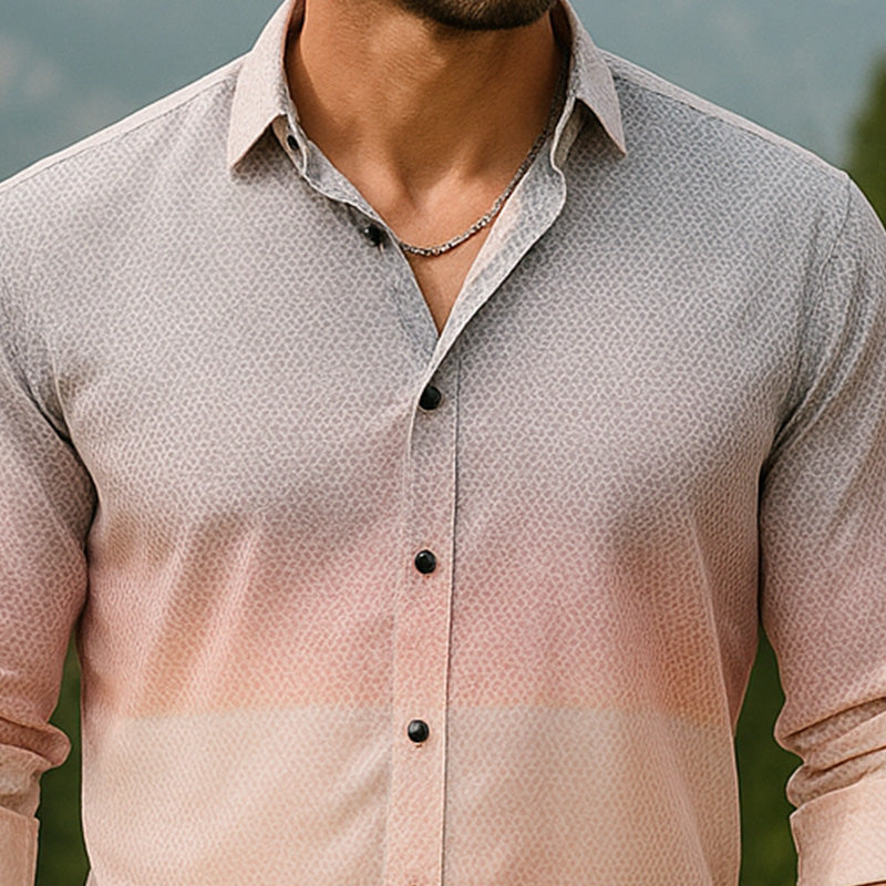 Ivan | Men'S Summer Gradient Print Cotton Long Sleeve Shirt