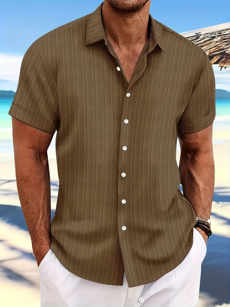 Leocadio® | Casual, Breathable, Short-Sleeved Shirt With A Loose Striped Pattern