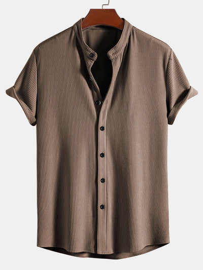 Aiolos® | Muscle Fit Stand Collar Ribbed Shirt