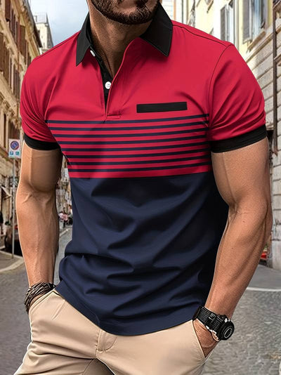 Lucie® | Casual Short Sleeve Stripe Polo Shirt For Men