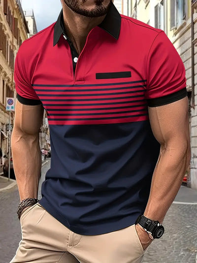 Dale® | Striped Casual Color Block Short Sleeve Shirt