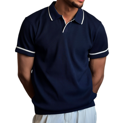 Benjamin | Men'S Retro Casual Street Striped Colorblock Short Sleeve Polo Shirt