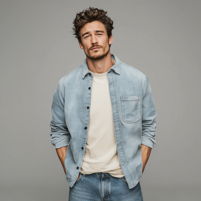 Colin | Men'S Retro Casual Corduroy Washed Lightly Bleached Distressed Long-Sleeved Shirt