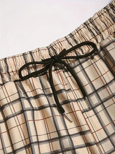 Yago® | Men'S Checked Pattern Outfit Set For Summer Vacation