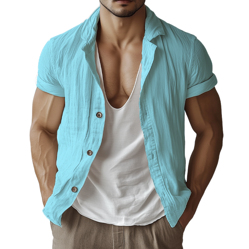Carlos | Men'S Casual Basic Cotton Solid Color Short-Sleeved Shirt