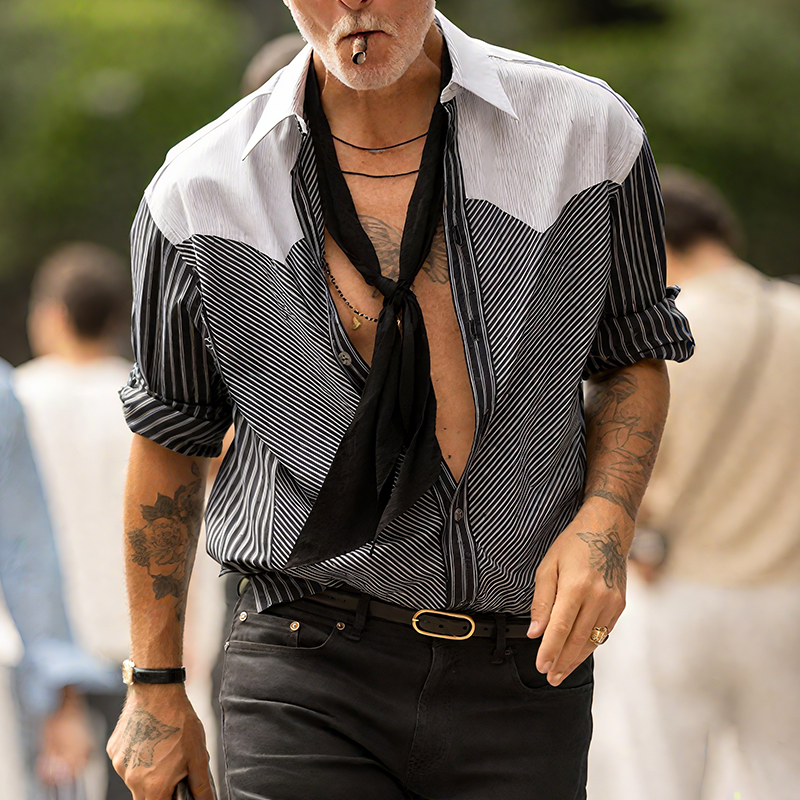 Daniel | Men'S Retro Striped Casual Lapel Long Sleeve Shirt