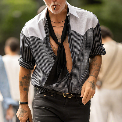 Daniel | Men'S Retro Striped Casual Lapel Long Sleeve Shirt