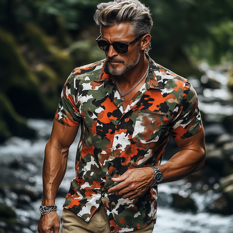 Raymond | Men'S Summer Fashion Camouflage Short Sleeve Shirt