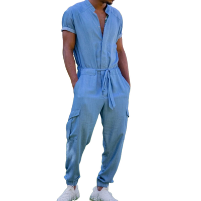 Earl | Men'S Casual Round Neck Short-Sleeved Trousers Loose Jumpsuit