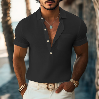 Marc | Men'S Summer Basic Polo Collar Textured Short-Sleeved T-Shirt
