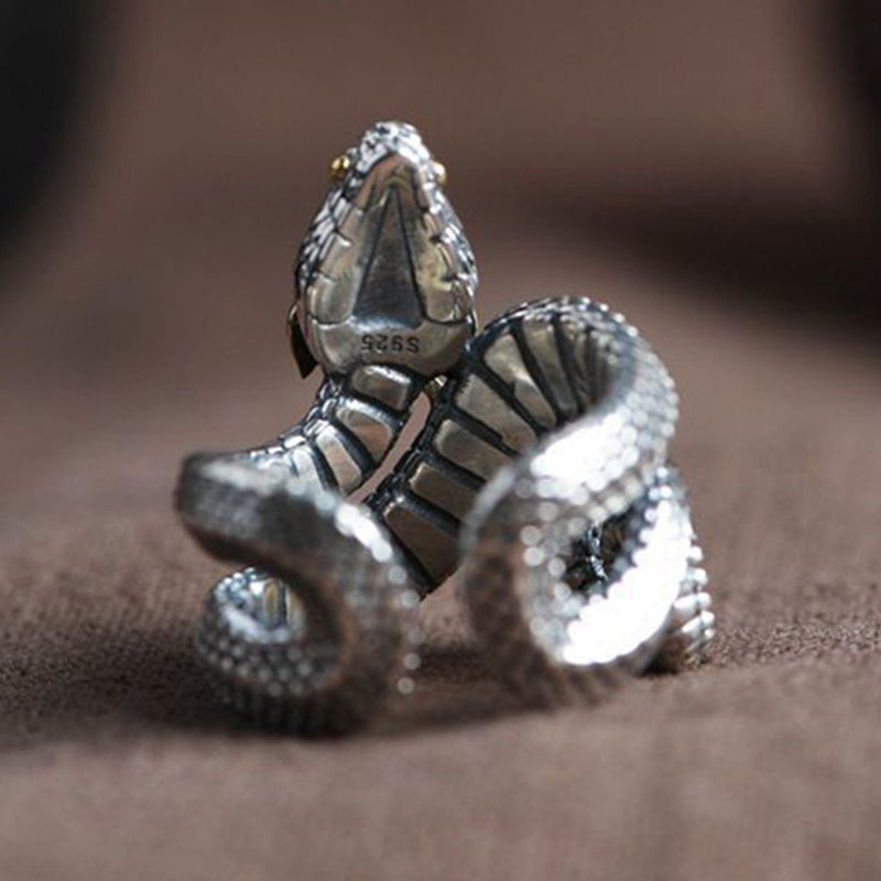 Manuel | Men'S Vintage S925 Silver Python Adjustable Ring
