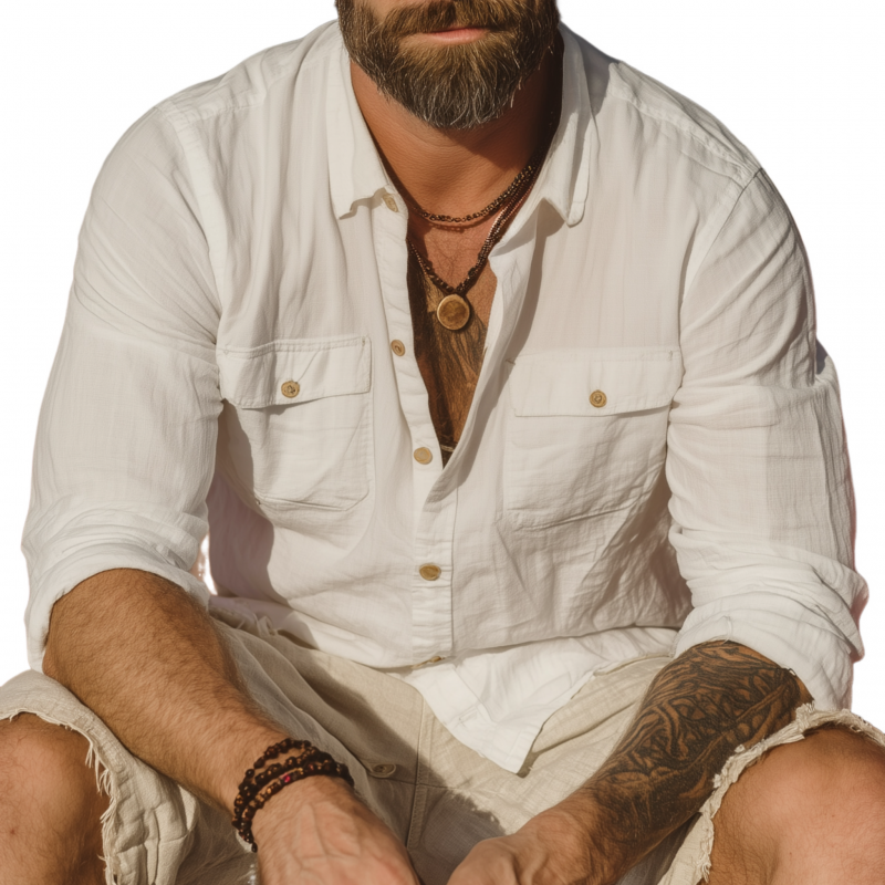 Bruce | Men'S Casual Solid Color Breathable Cotton Chest Pocket Lapel Slim Fit Long Sleeve Shirt