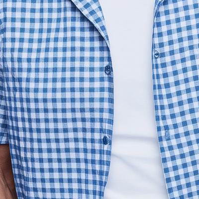 Antoine | Men'S Summer Fashion Plaid Cotton And Linen Short Sleeve Shirt