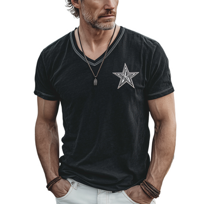 Zoltan | Men'S Spring And Summer Casual Cotton Blended Print Slim Fit V-Neck Short Sleeve T-Shirt