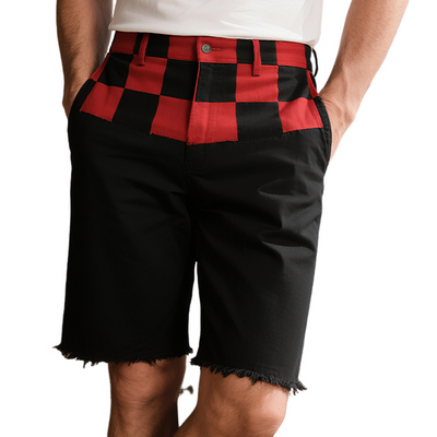 Nicolas | Men'S Spring And Summer Casual American Western Style Cotton Blended Printed Plaid Raw Edge Shorts