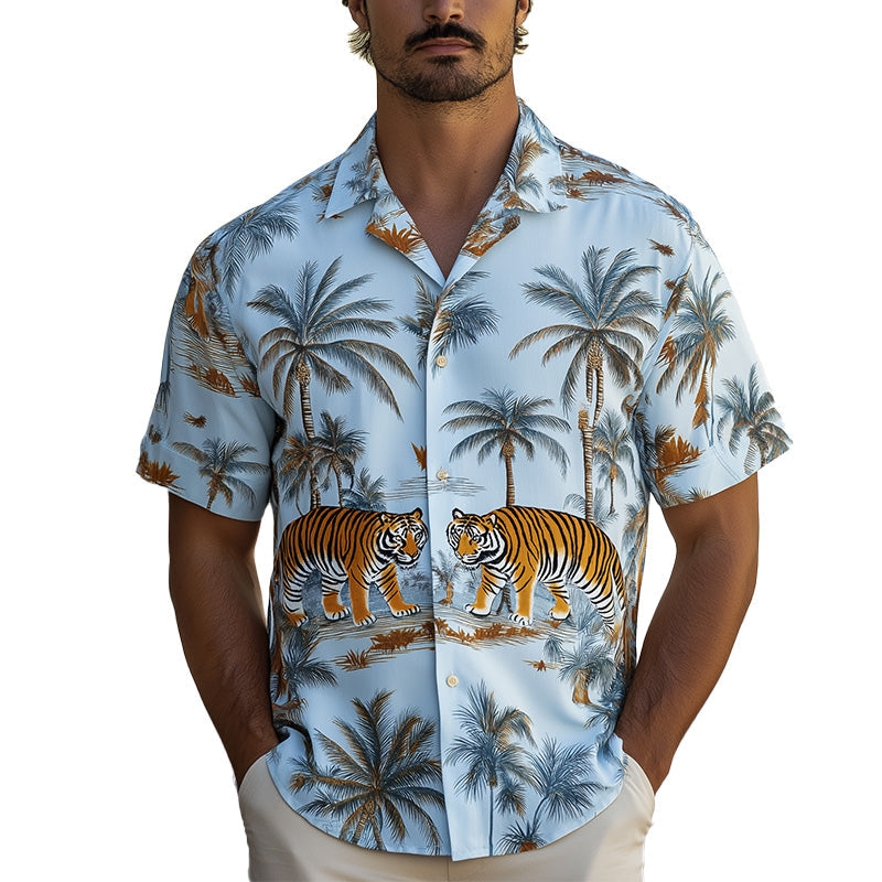 Levi | Men'S Summer Fashion Printed Satin Short Sleeve Shirt