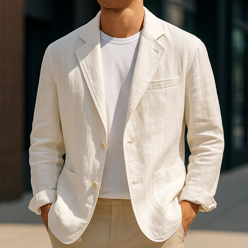 Tom | Men'S Vintage Casual Washed Linen Single Breasted Blazer