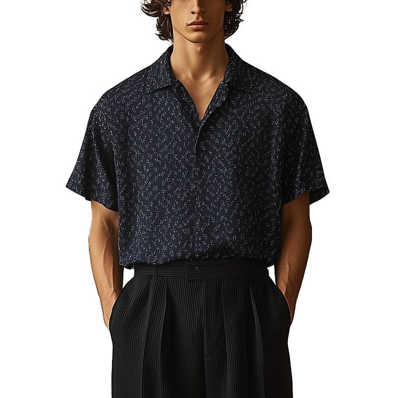 Barry | Men'S Summer Fashion Printed Polyester Blended Short Sleeve Shirt