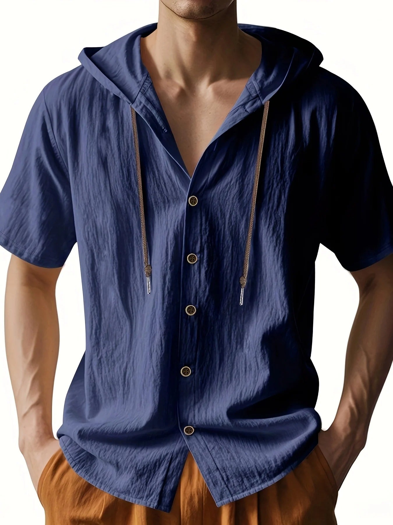 Penn | Lightweight linen shirt with short sleeves and hood
