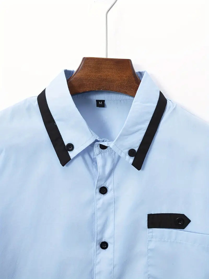David® | Color Block Long Sleeve Shirt For Men