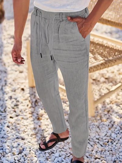 Joshua | Wide-leg linen pants with drawstring