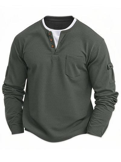 Isiah | Long-sleeved polo shirt with buttons and pocket