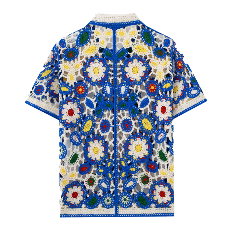 Men's Resort Floral Jacqard Short Sleevenit Shirt