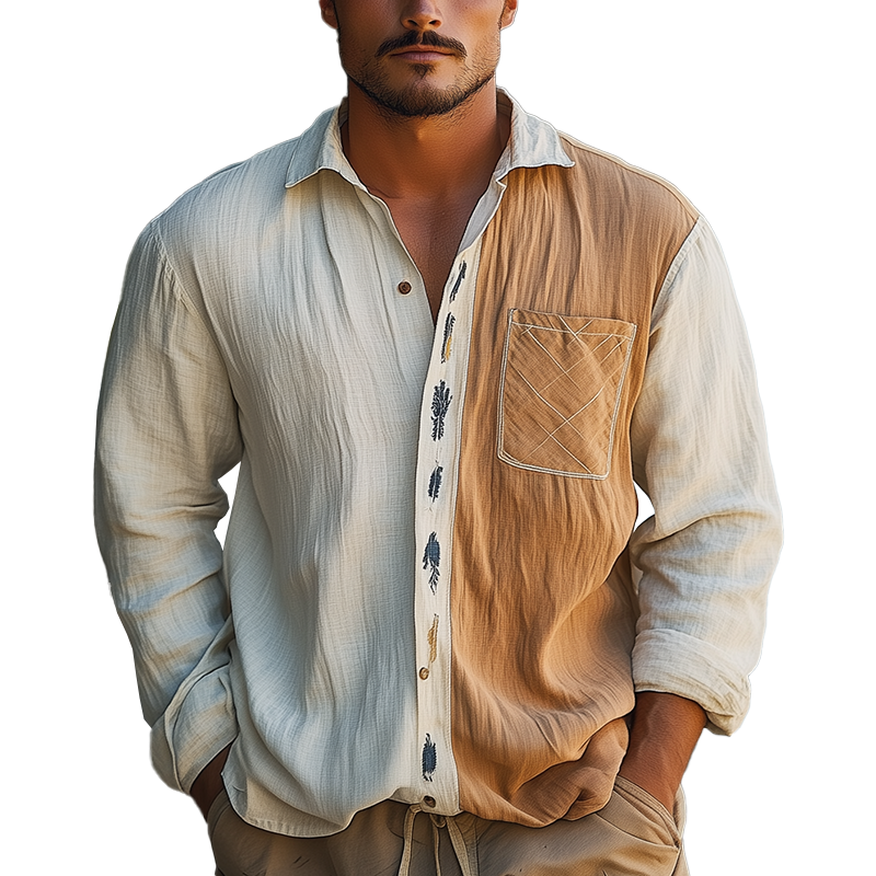 Shannon | Men'S Summer Fashion Printed Linen Blended Long Sleeve Shirt