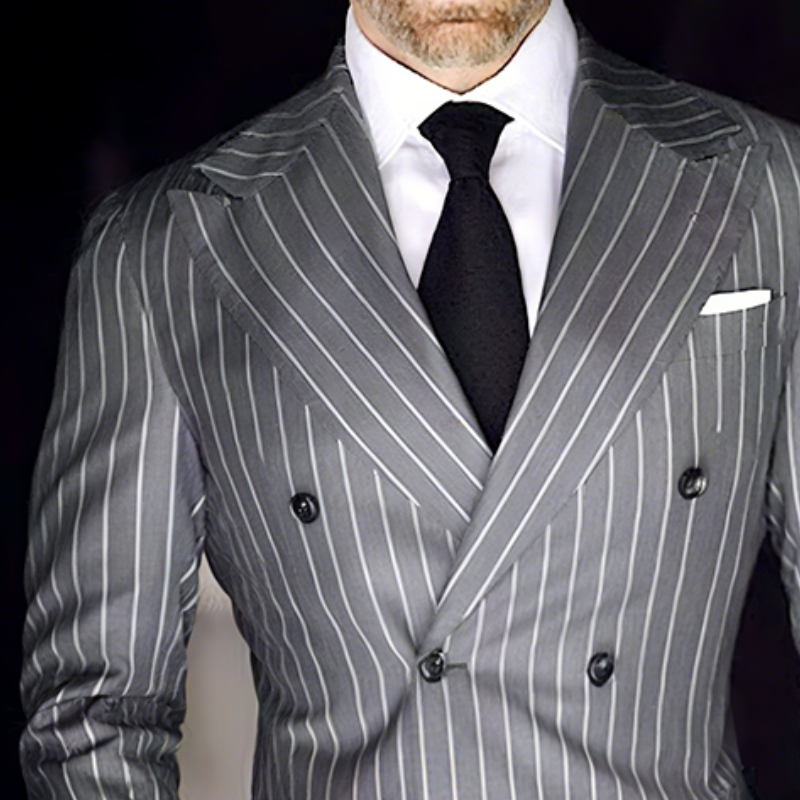 Arthur | Men'S Retro Casual Stripe Print Double Breasted Blazer