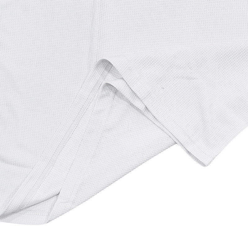 Erik | Men'S Spring And Summer Fashion Casual Waffle Color Contrast Stitching Henry Collar Short Sleeve T-Shirt