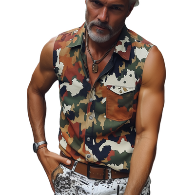 Ricardo | Men'S Summer Fashion Camouflage Sleeveless Shirt