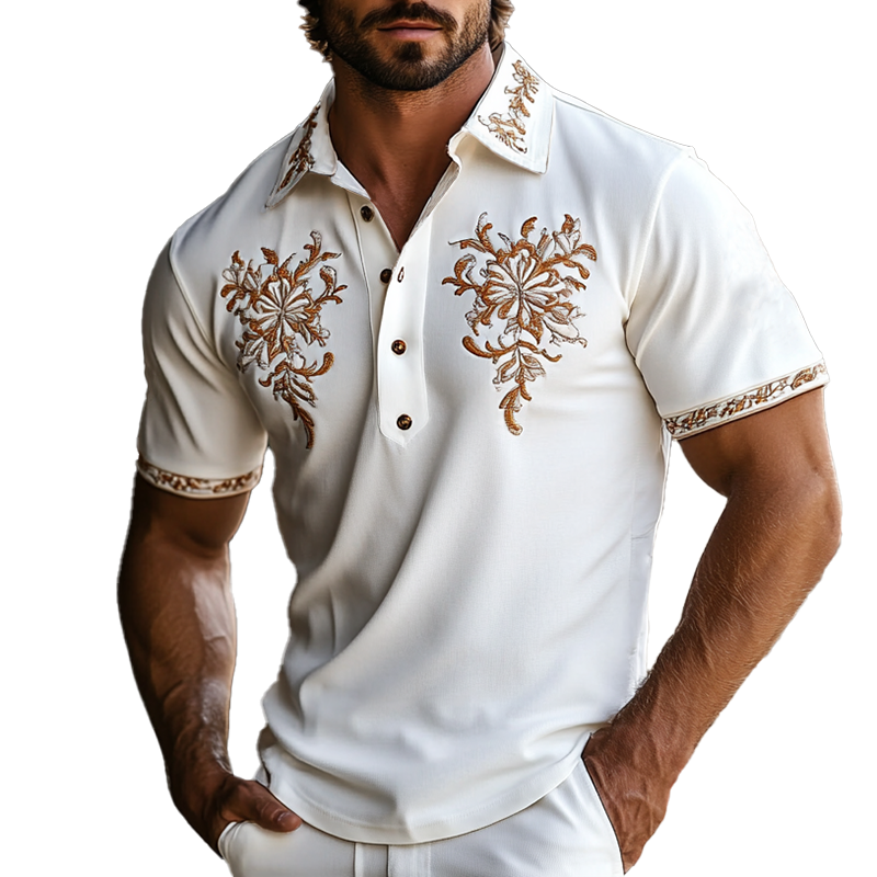 Paul | Men'S Western Style Embroidered Short Sleeve Polo Shirt