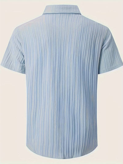 Lafayette® | Ribbed Short-Sleeved Blouse With Button Placket