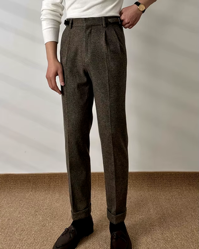 Caleb® | Textured Pleated Trousers
