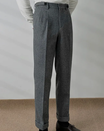 Caleb® | Textured Pleated Trousers