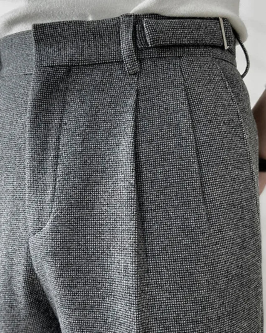 Caleb® | Textured Pleated Trousers