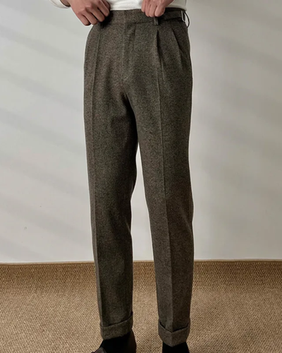Caleb® | Textured Pleated Trousers