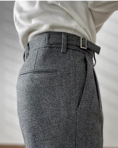 Caleb® | Textured Pleated Trousers