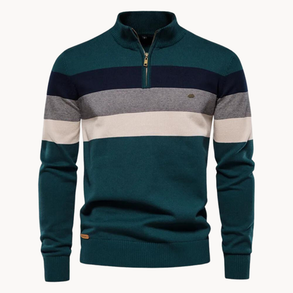 Pelayo® | Striped Quarter Zip Sweater
