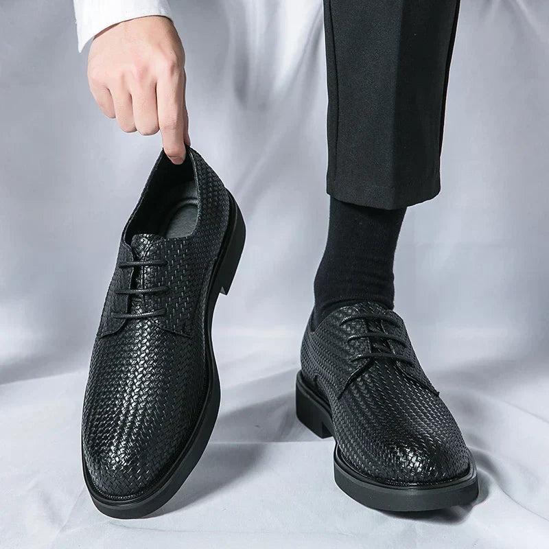 Koby® | Textured Leather Oxford Shoes