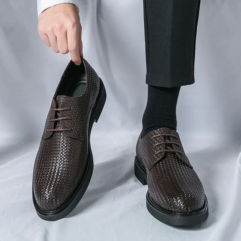 Koby® | Textured Leather Oxford Shoes
