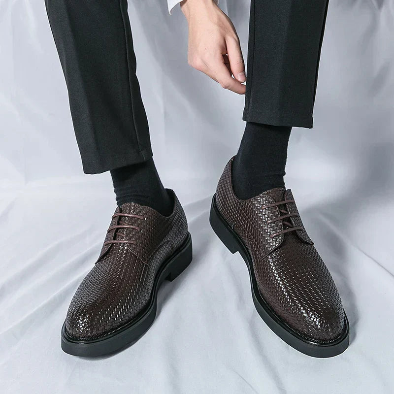 Koby® | Textured Leather Oxford Shoes