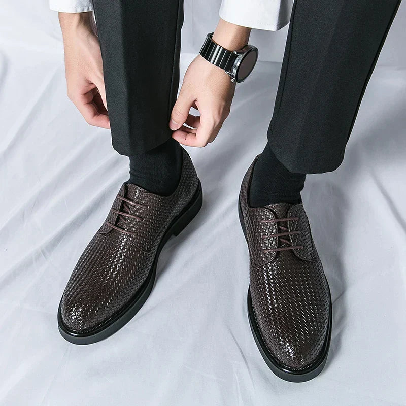 Koby® | Textured Leather Oxford Shoes