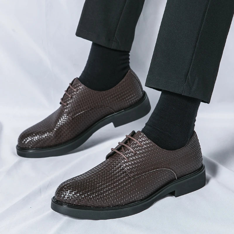 Koby® | Textured Leather Oxford Shoes