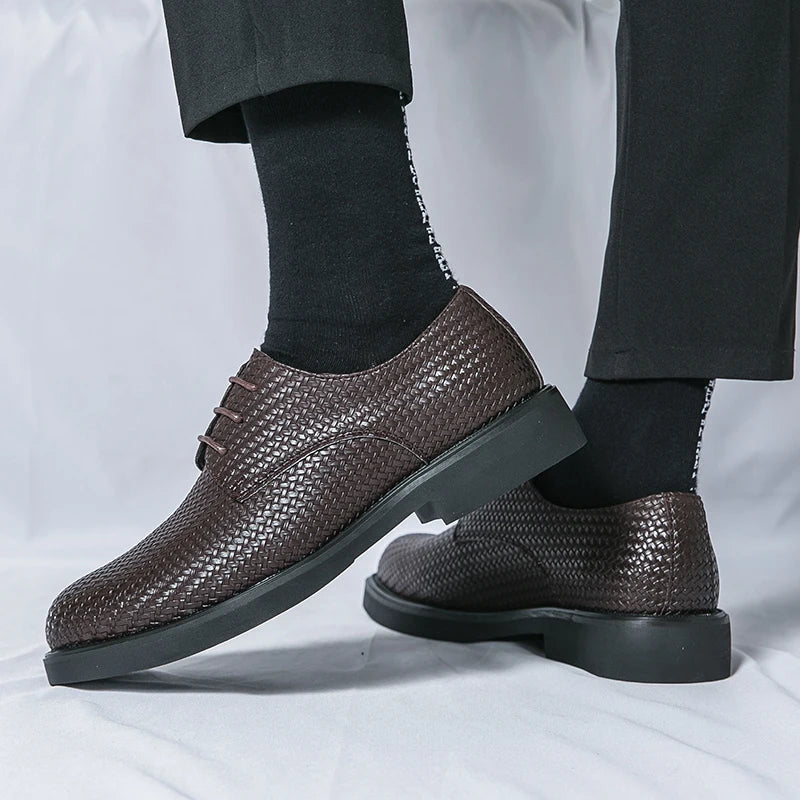 Koby® | Textured Leather Oxford Shoes
