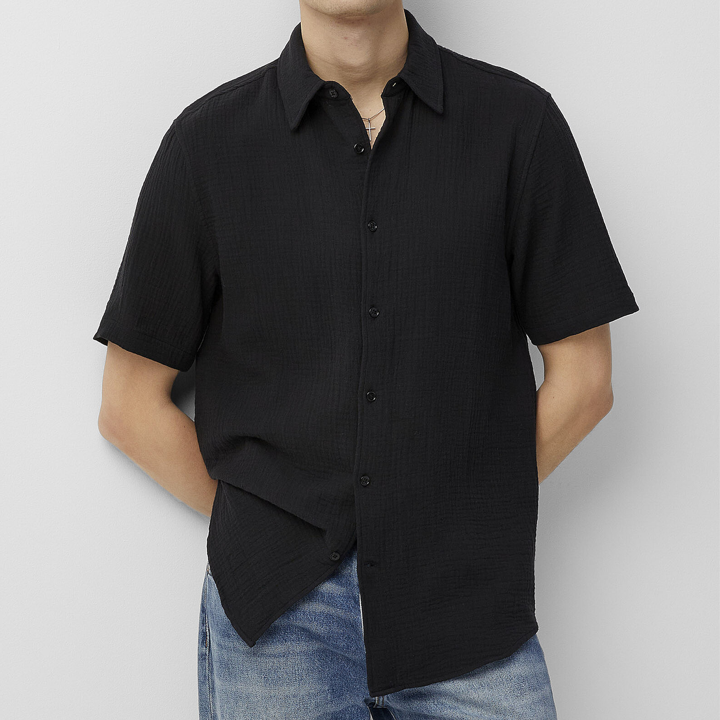 Terrance | Men'S Spring And Summer Casual Pleated Cotton Blended Short Sleeve Shirt