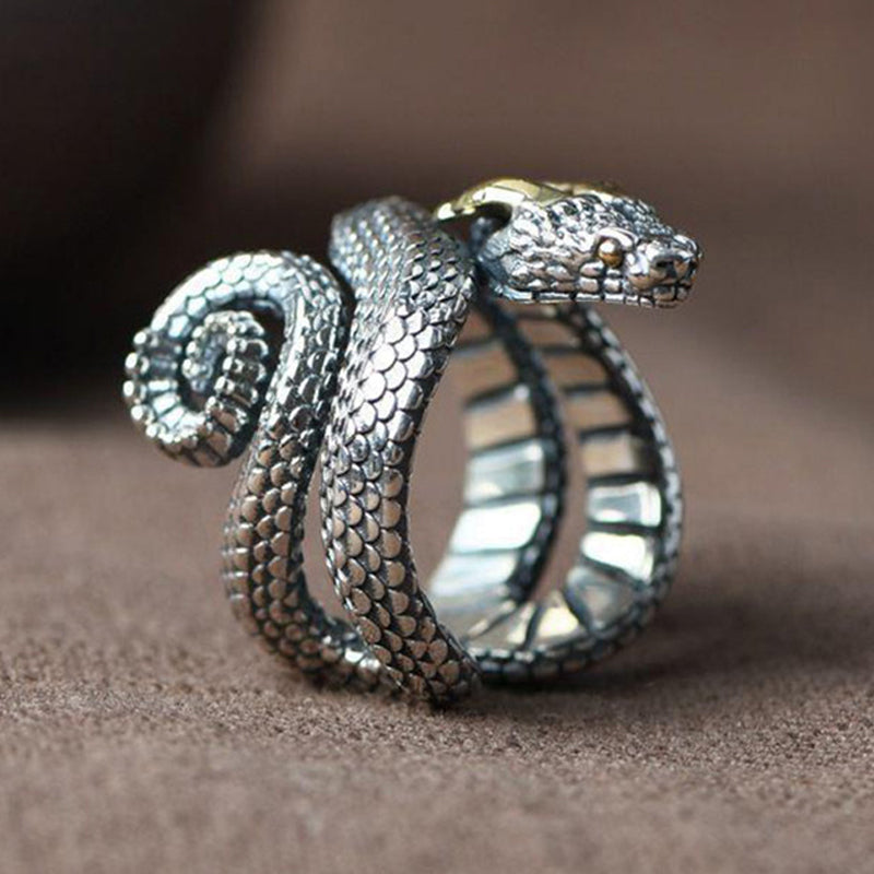 Manuel | Men'S Vintage S925 Silver Python Adjustable Ring