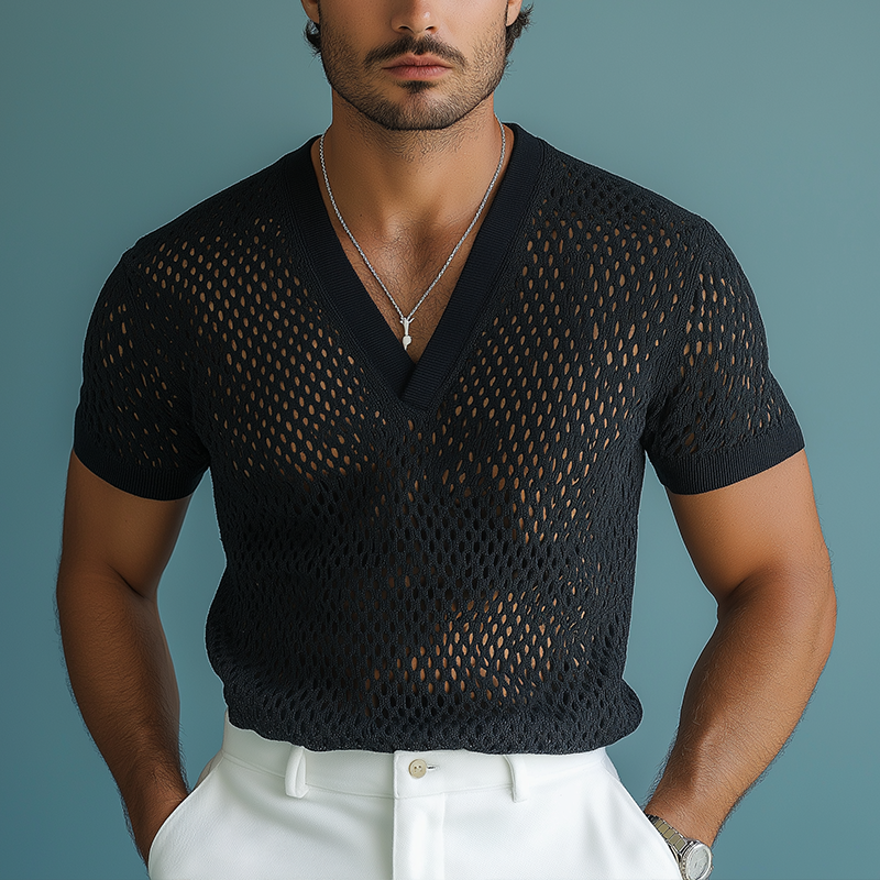 Shawn | Men'S Summer Fashion Knitted Mesh Short Sleeve T-Shirt