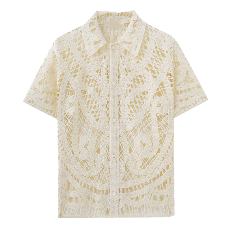 Herbert | Men'S Solid Color Knitted Jacquard Short-Sleeved Shirt