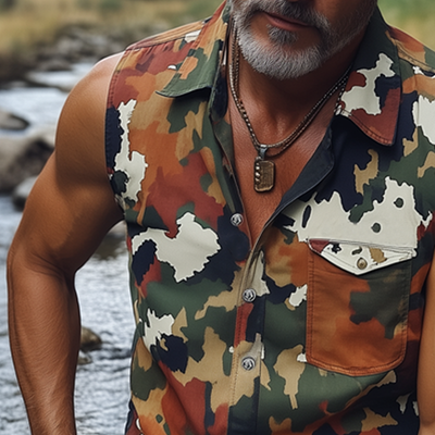 Ricardo | Men'S Summer Fashion Camouflage Sleeveless Shirt